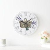 ヴィンテージフランスのラベンダーバスケットフローラ ラージ壁時計 (ホーム)