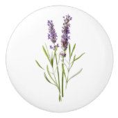 ヴィンテージフランスのラベンダーフラワードアノブ セラミックノブ (正面)