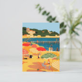ヴィンテージフランスのリビエラビーチイラストレーション シーズンポストカード (スタンド正面)
