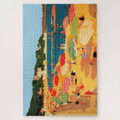 ヴィンテージフランスのリビエラビーチ旅行イラストレーション ジグソーパズル (縦)