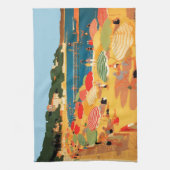 ヴィンテージフランスのリビエラビーチ キッチンタオル (縦)