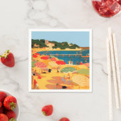 ヴィンテージフランスのリビエラビーチ スタンダードカクテルナプキン (インサイチュ)