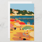 ヴィンテージフランスのリビエラビーチ 便箋 (正面/裏面)