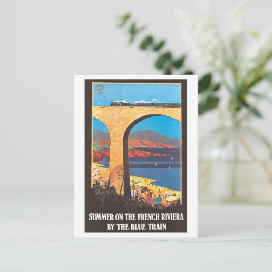 ヴィンテージフランスのリビエラ旅行ポスター ポストカード (スタンド正面)