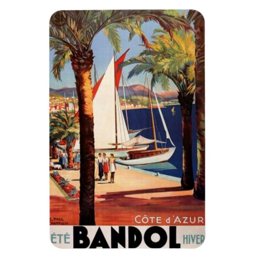 ヴィンテージフランスのリビエラ（フランス） - マグネット (縦)