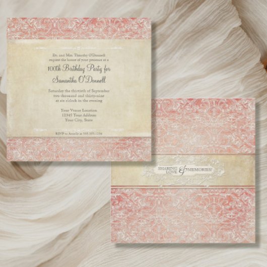 ヴィンテージフランスのリージェンシーレース100th誕生日 招待状