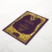 ヴィンテージフランスのルイスXVロココ結婚ズ 箔招待状 (回転した状態)