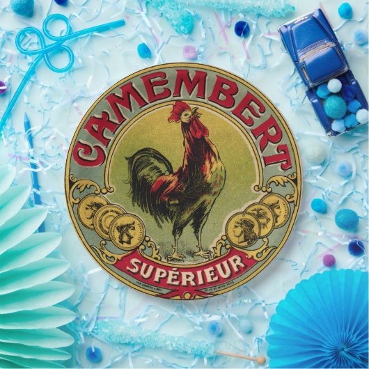 ヴィンテージフランスのルースターファーム&チーズピクニックプレート ペーパープレート (パーティー)