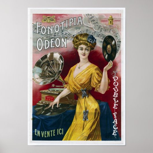 ヴィンテージフランスのレコード奏者広告の ポスター (正面)