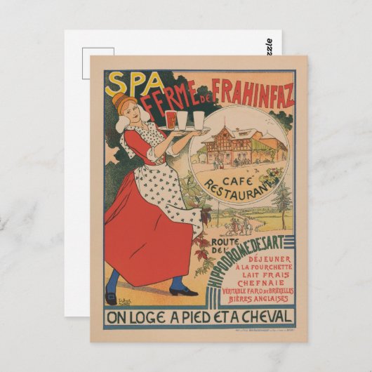 ヴィンテージフランスのレストランカフェ旅行 ポストカード (正面/裏面)