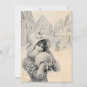 ヴィンテージフランスのレディークリスマスハットマフミスタントー シーズンカード (正面)