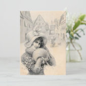 ヴィンテージフランスのレディークリスマスハットマフミスタントー シーズンカード (スタンド正面)