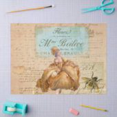 ヴィンテージフランスのレディービー手書きティッシュペーパー 薄葉紙 (クラフト)