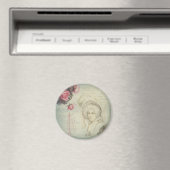 ヴィンテージフランスのレディーピンクローゼドレス型枠コラージュ マグネット (インサイチュ (食洗機))