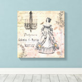 ヴィンテージフランスのレディ伸張キャンバス キャンバスプリント (インサイチュ (ウッドフロア))