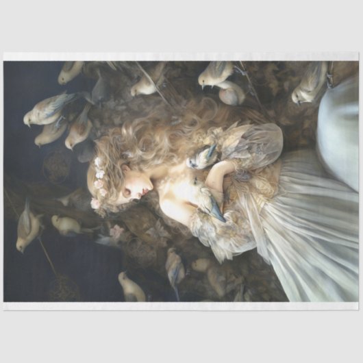 ヴィンテージフランスのレディ・イン・キャッスル 薄葉紙 (正面)