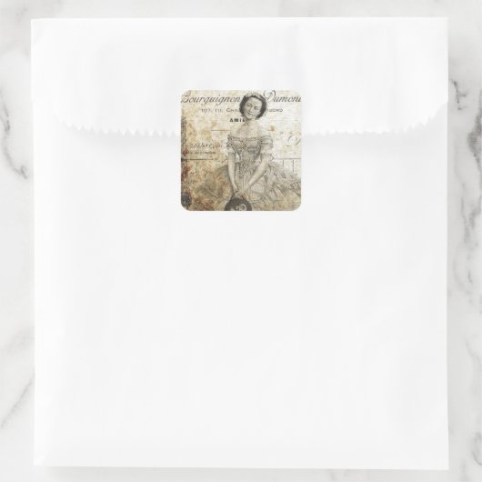 ヴィンテージフランスのレディ スクエアシール (バッグ)