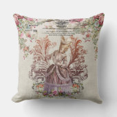 ヴィンテージフランスのレディ(バラ) クッション (正面)