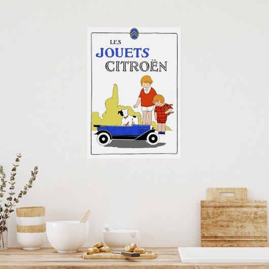 ヴィンテージフランスのレトロおもちゃのペダル車1920年代 ポスター (キッチン)