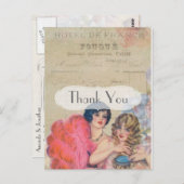 ヴィンテージフランスのレトロパリをテーマにした有難う ポストカード (正面/裏面)