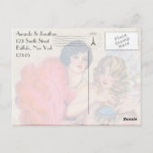 ヴィンテージフランスのレトロパリをテーマにした有難う ポストカード (裏面)