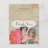 ヴィンテージフランスのレトロパリをテーマにした有難う ポストカード (正面)