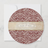 ヴィンテージフランスのレースブルゴーニュ金ゴールドブライダルシャワー 招待状 (裏面)