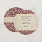 ヴィンテージフランスのレースブルゴーニュ金ゴールドブライダルシャワー 招待状 (正面/裏面)