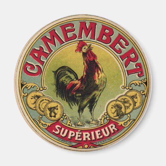 ヴィンテージフランスのロスターファーム及びチーズ磁石 マグネット (正面)