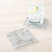 ヴィンテージフランスのロマンスコラージピンクID226 ガラスコースター (アングル)