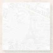 ヴィンテージフランスのロマンスコラージピンクID226 ガラスコースター (裏面)