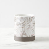 ヴィンテージフランスのロマンスコラージピンクID226 コーヒーマグカップ (中央)