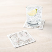 ヴィンテージフランスのロマンスコラージピンクID226 スクエアペーパーコースター (インサイチュ)