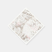 ヴィンテージフランスのロマンスコラージピンクID226 スタンダードカクテルナプキン (角)