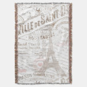 ヴィンテージフランスのロマンスコラージピンクID226 スローブランケット (正面縦)