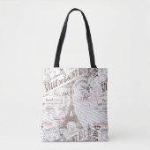 ヴィンテージフランスのロマンスコラージピンクID226 トートバッグ (正面)