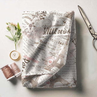 ヴィンテージフランスのロマンスコラージピンクID226 ファブリック