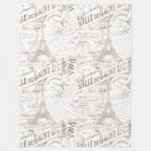 ヴィンテージフランスのロマンスコラージピンクID226 フリースブランケット (正面)