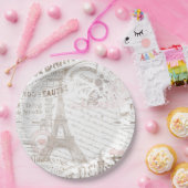 ヴィンテージフランスのロマンスコラージピンクID226 ペーパープレート (パーティー)