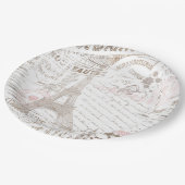 ヴィンテージフランスのロマンスコラージピンクID226 ペーパープレート (アングル)