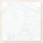 ヴィンテージフランスのロマンスコラージブルーID226 ガラスコースター (裏面)