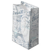 ヴィンテージフランスのロマンスコラージブルーID226 スモールペーパーバッグ (裏面アングル)