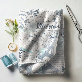 ヴィンテージフランスのロマンスコラージブルーID226 ファブリック