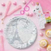 ヴィンテージフランスのロマンスコラージブルーID226 ペーパープレート (パーティー)