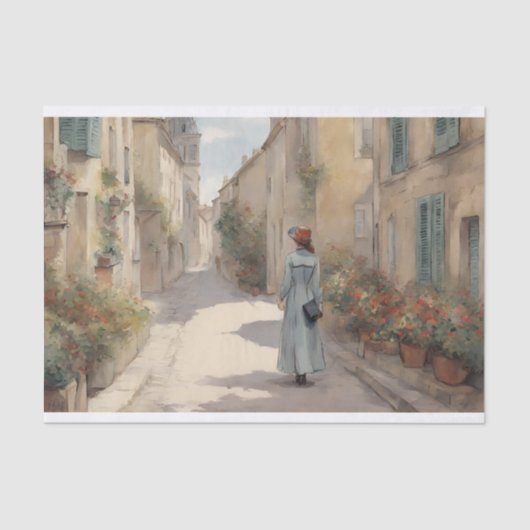 ヴィンテージフランスのロマン通り切り離 薄葉紙 (正面)