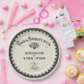 ヴィンテージフランスのワインタイポグラフィオンベージュ ペーパープレート (パーティー)