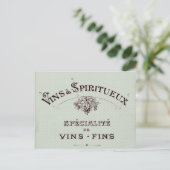 ヴィンテージフランスのワインタイポグラフィ ポストカード (スタンド正面)