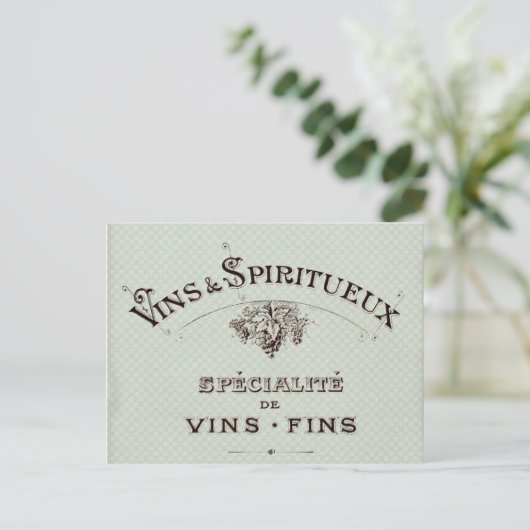 ヴィンテージフランスのワインタイポグラフィ ポストカード (スタンド正面)