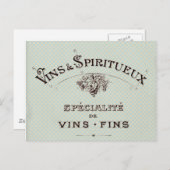 ヴィンテージフランスのワインタイポグラフィ ポストカード (正面/裏面)