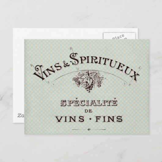 ヴィンテージフランスのワインタイポグラフィ ポストカード (正面/裏面)